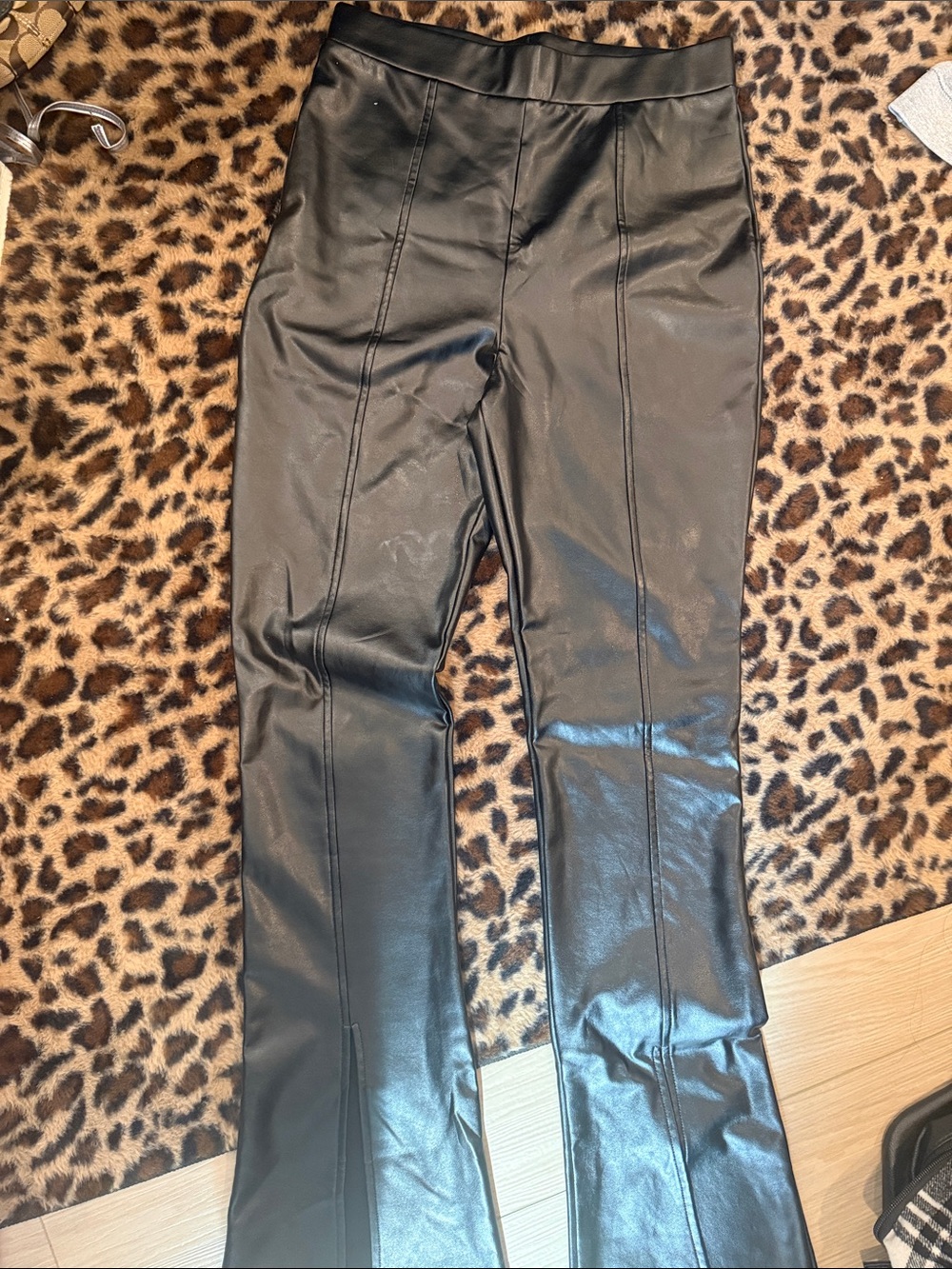 wild fable Black Faux Leather Flare Pants